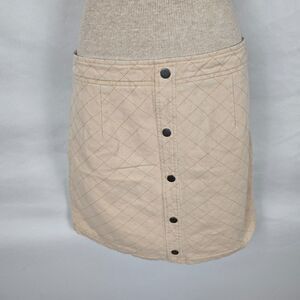Fate Mini Skirt Women's L Cream Quilted Button Accents Back Zip Closure Cotton